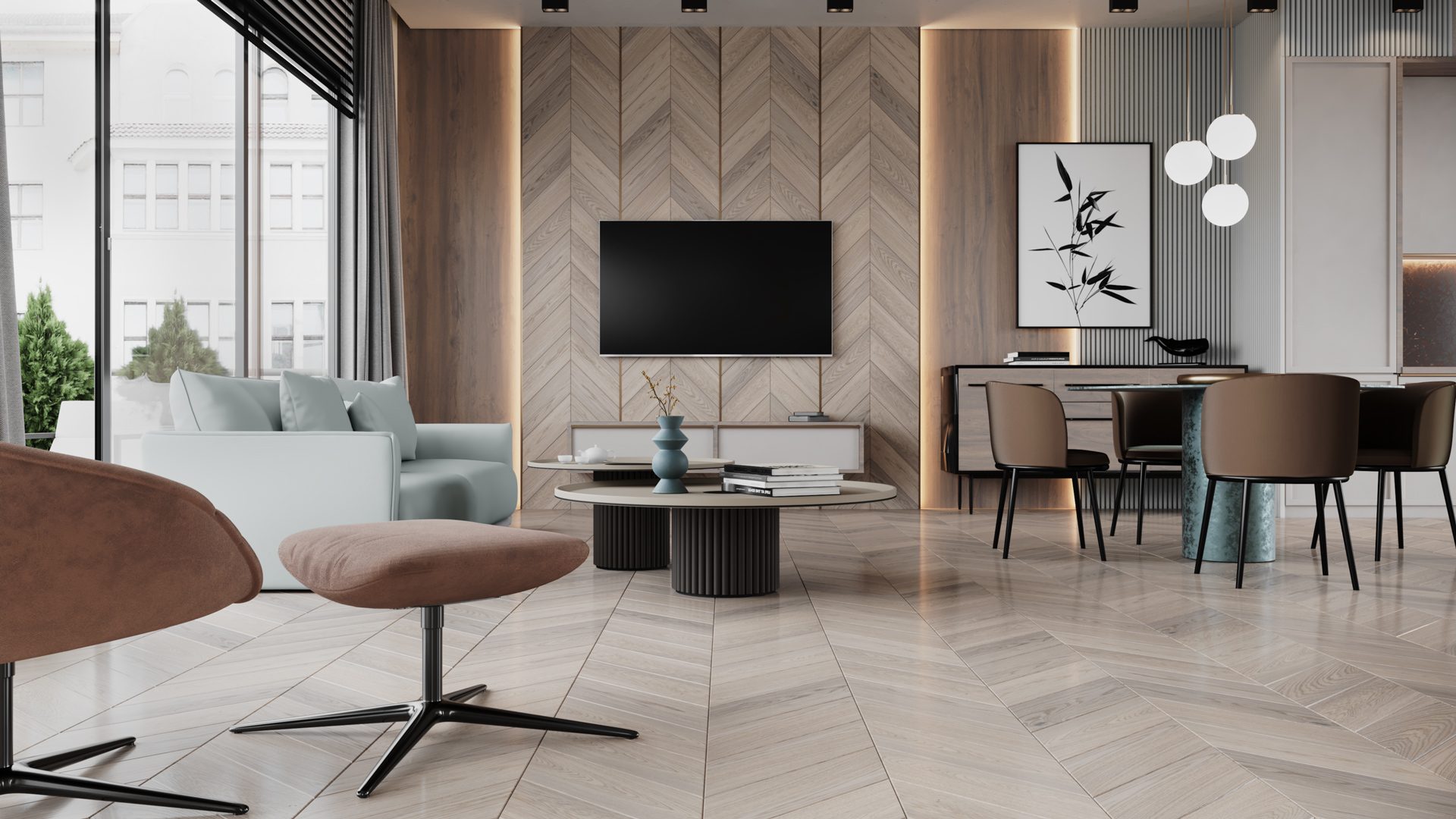 Parchet FertigDeska Chevron Oak Color Caldo