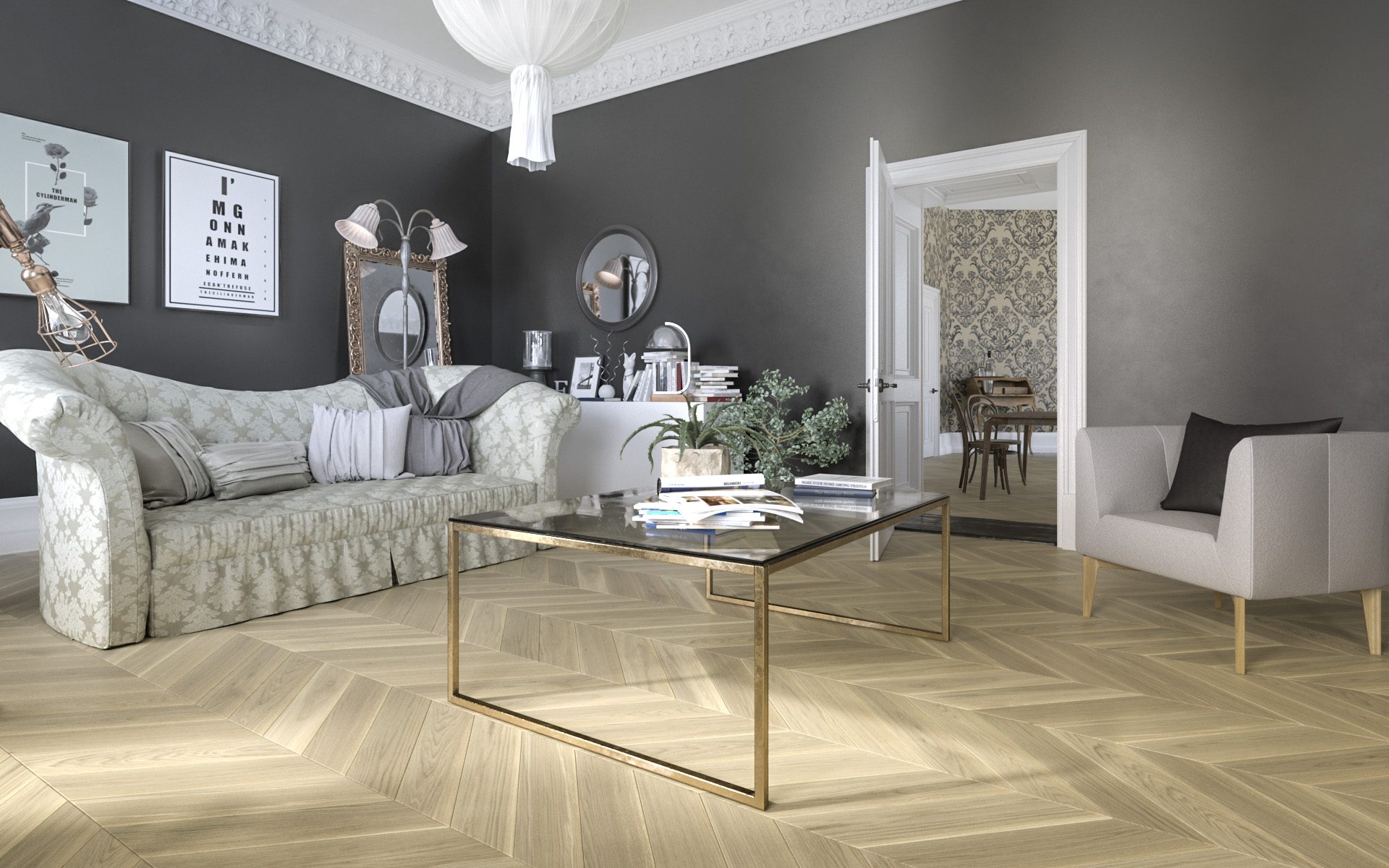 Parchet FertigDeska Chevron Oak Color Luna