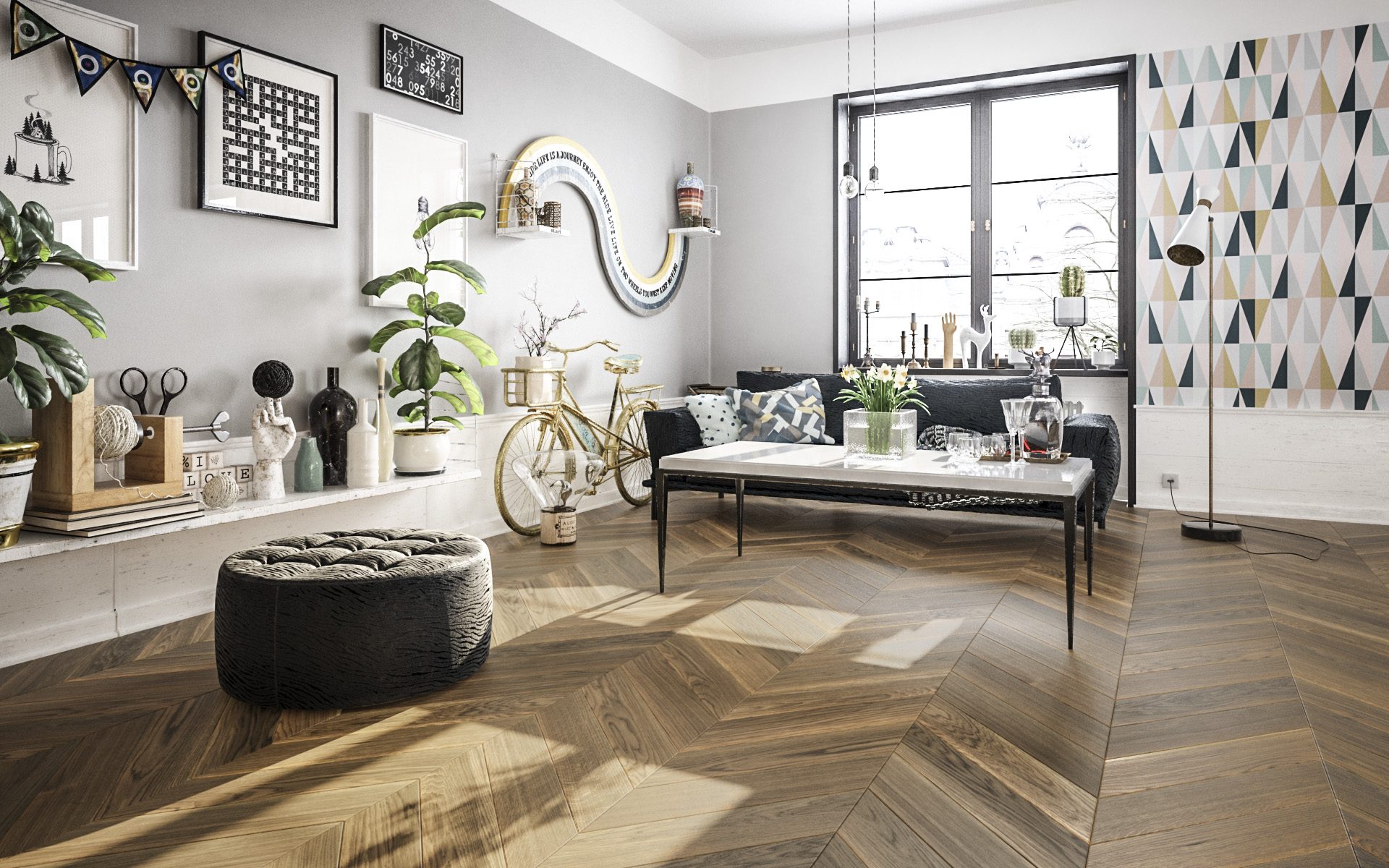 Parchet FertigDeska Chevron Oak Color Vulcano