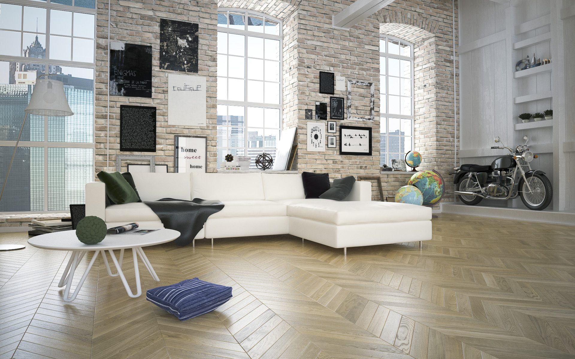 Parchet FertigParkiet Chevron Oak Color Alabastro