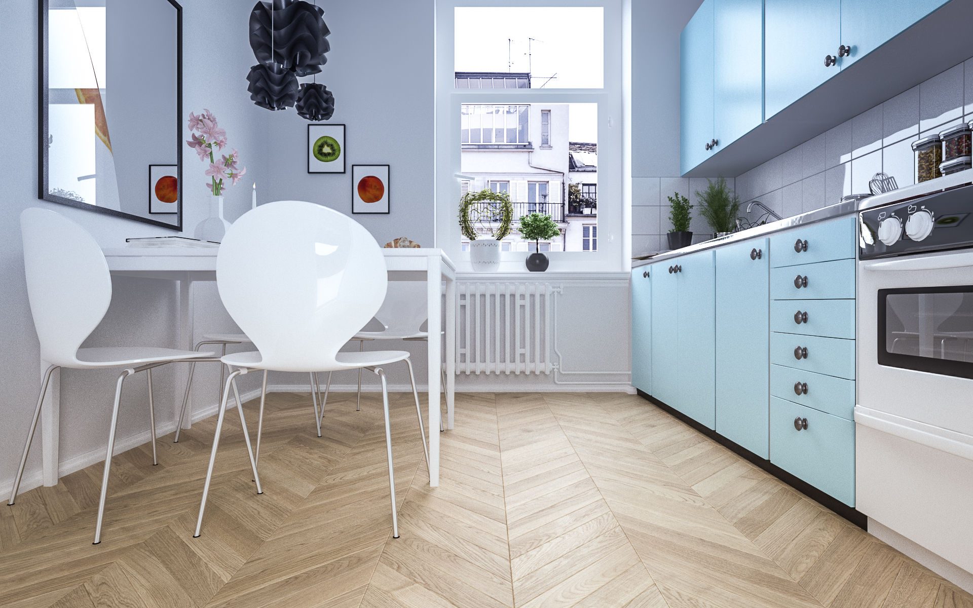 Parchet FertigParkiet Chevron Oak Color Avorio