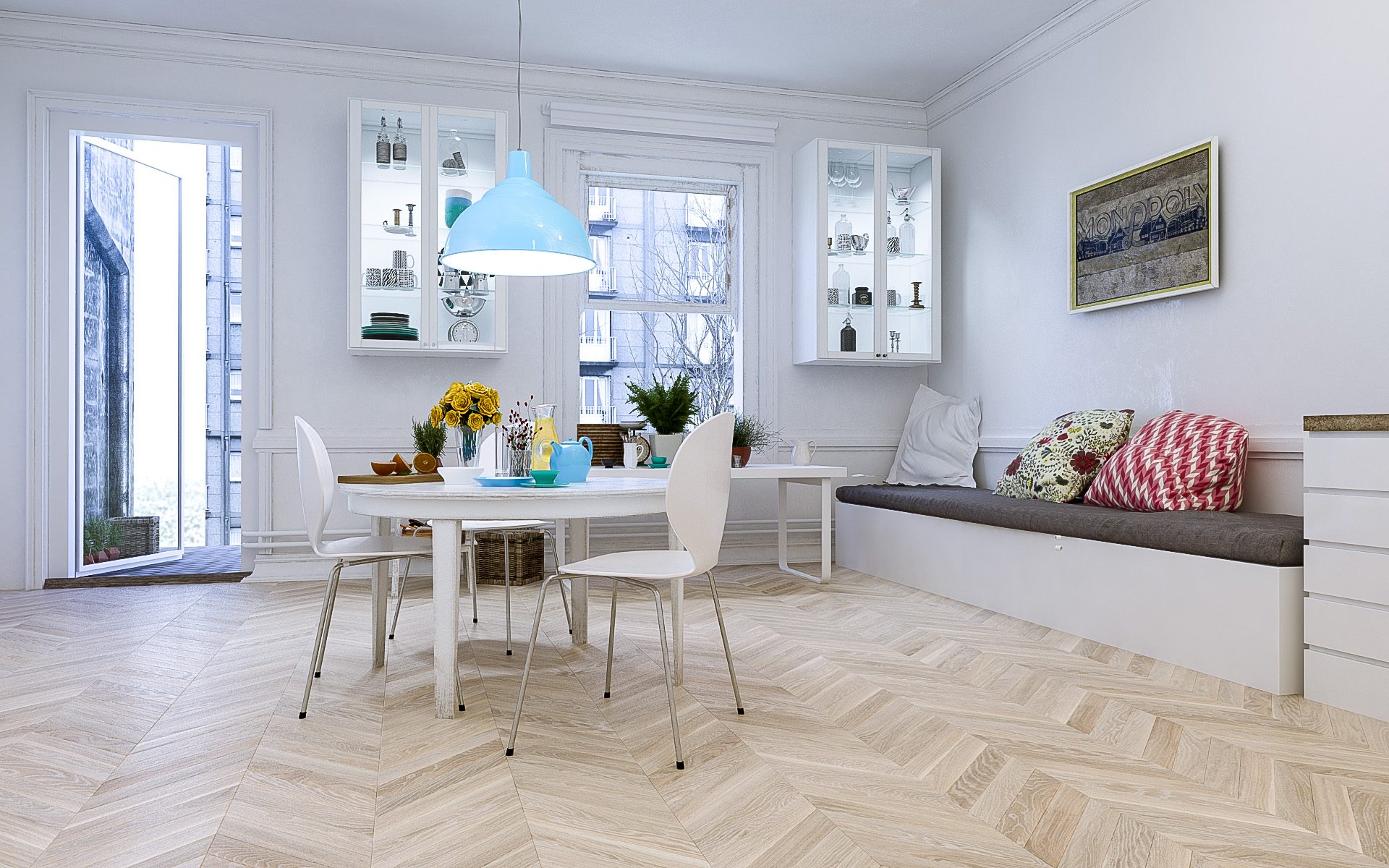 Parchet FertigParkiet Chevron Oak Color Bianco