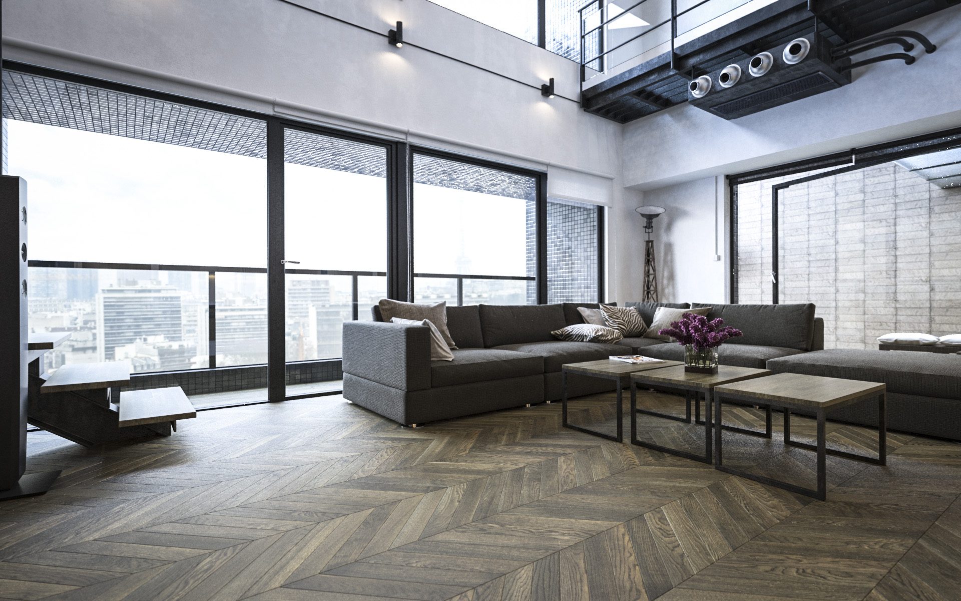 Parchet FertigParkiet Chevron Oak Color Nero