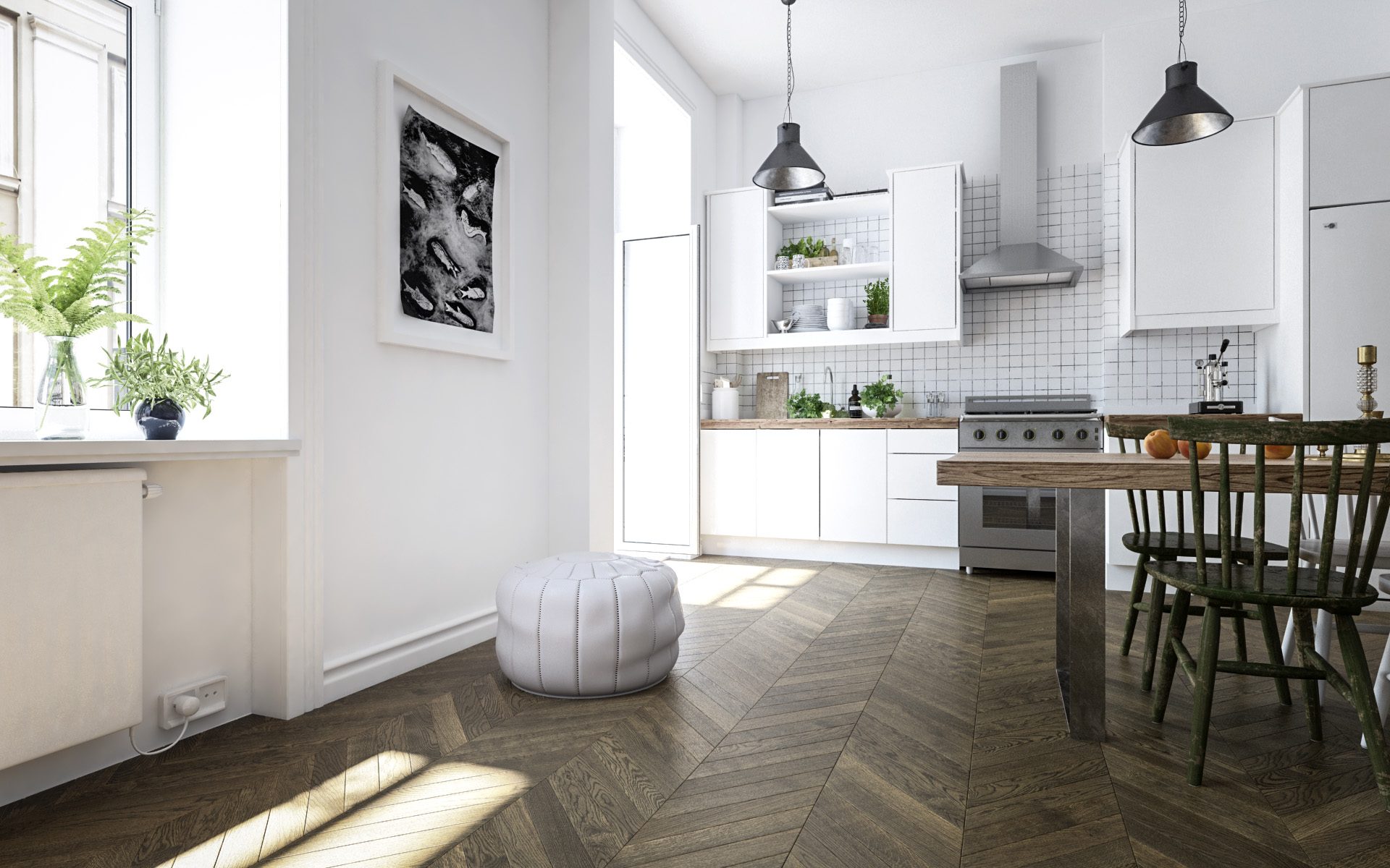 Parchet FertigParkiet Chevron Oak Color Rosolare